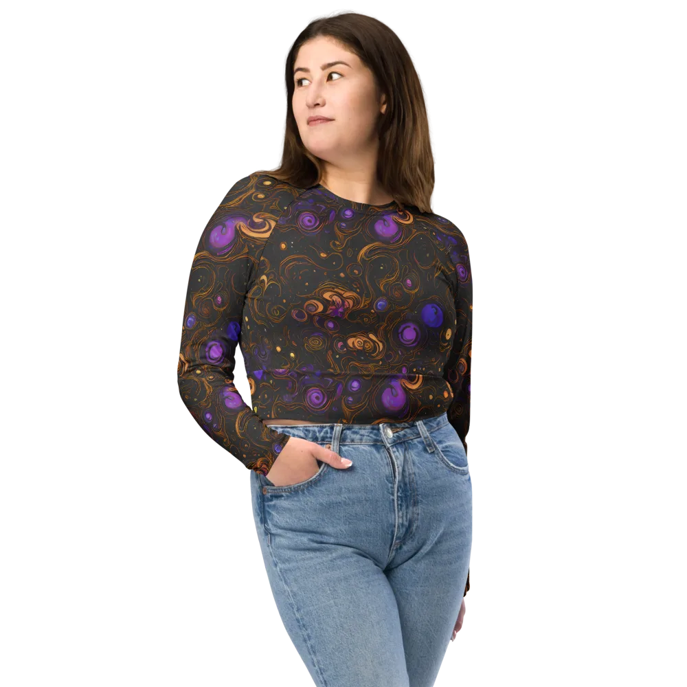Gilded Gravity on Long Sleeve Crop Top — Front