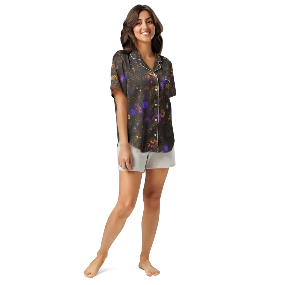 Gilded Gravity on Women's Short Sleeve Pajama Top — Front