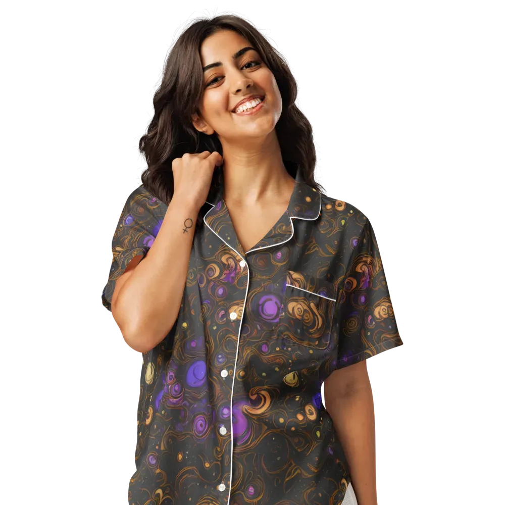 Gilded Gravity on Women's Short Sleeve Pajama Top — Front