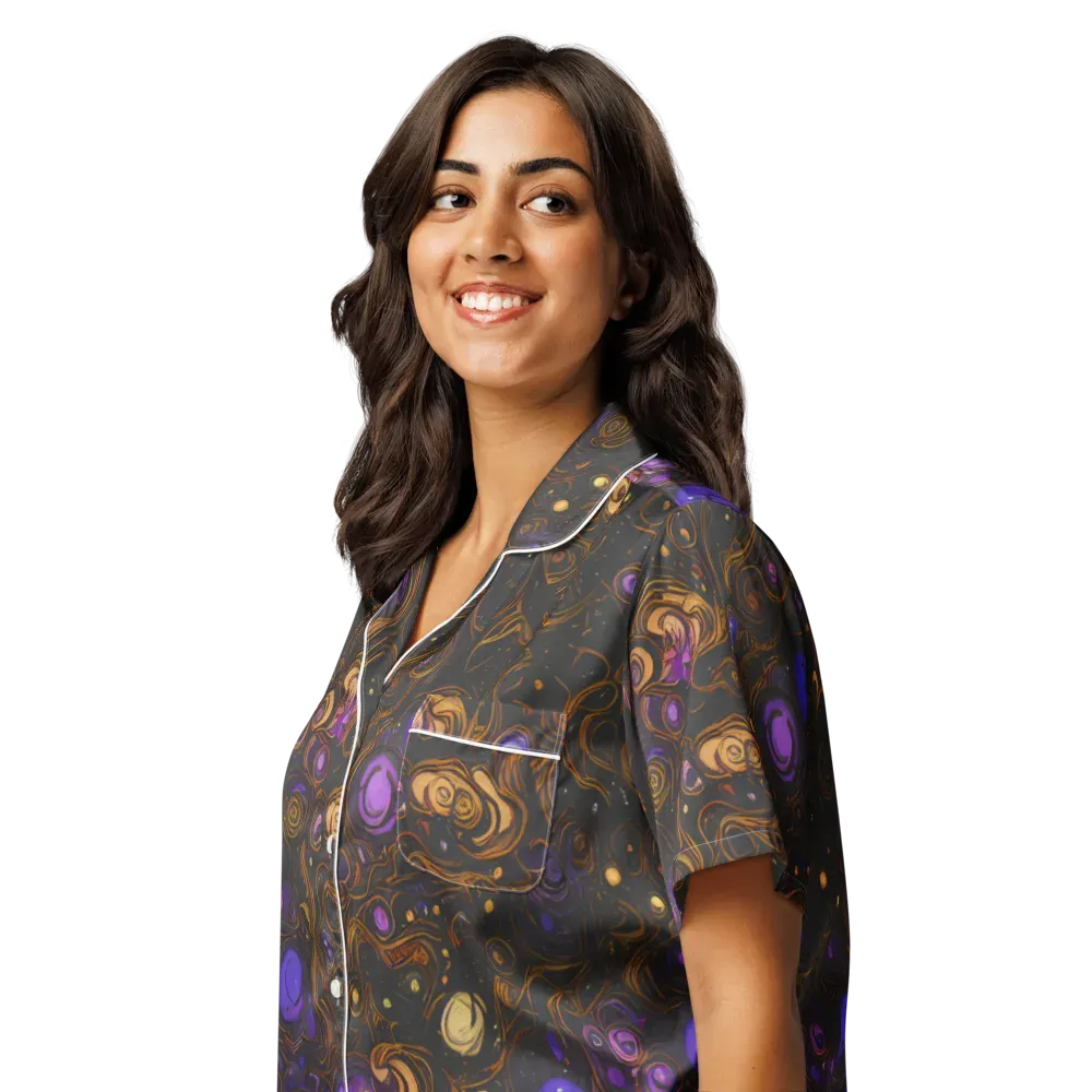 Gilded Gravity on Women's Short Sleeve Pajama Top — Left Front