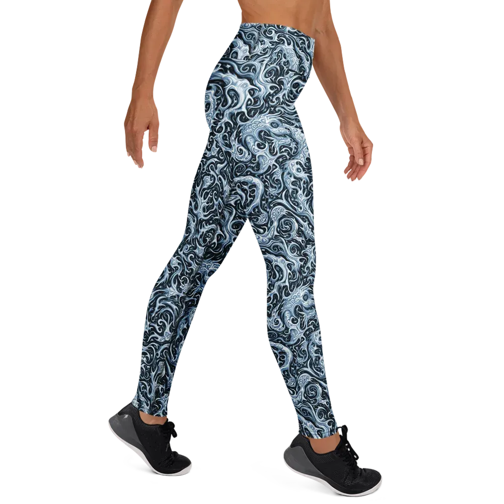 Midnight Arabesque on Yoga Leggings — Right