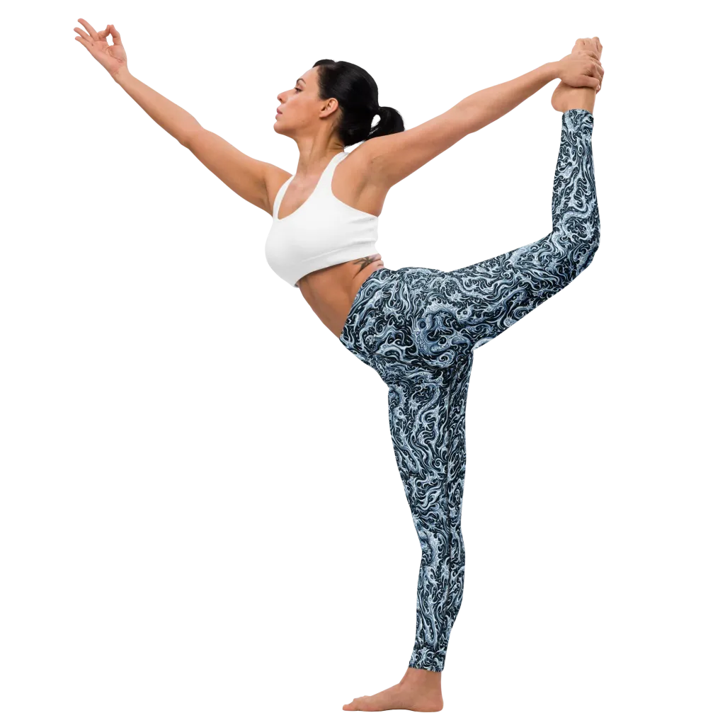 Midnight Arabesque on Yoga Leggings — Left