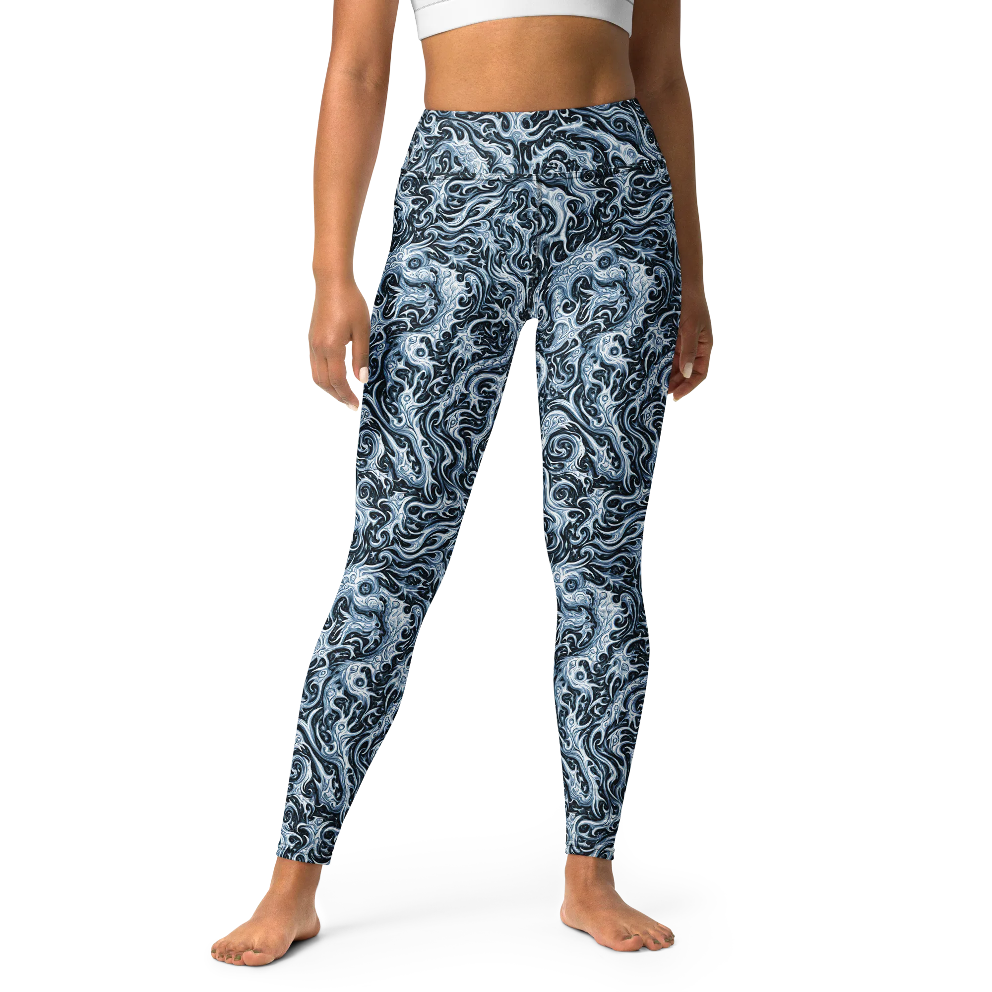 Midnight Arabesque on Yoga Leggings — Front