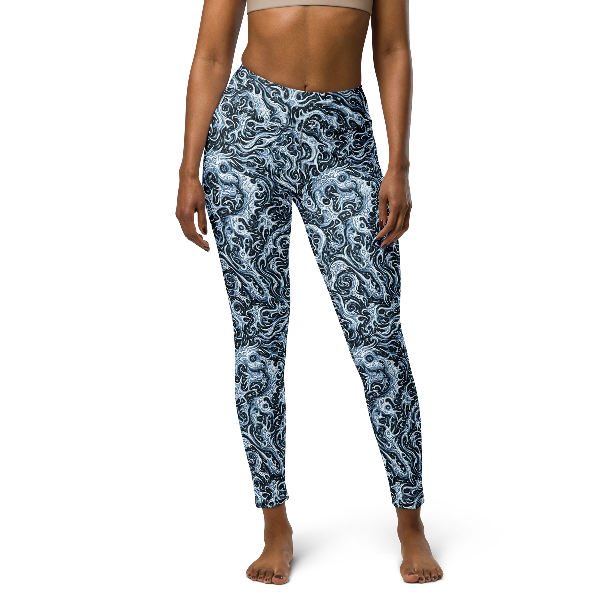Midnight Arabesque on Yoga Leggings — Front