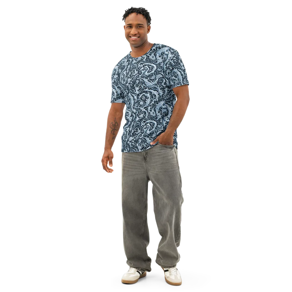 Midnight Arabesque on Men's Cotton Crew Neck T-Shirt — Front