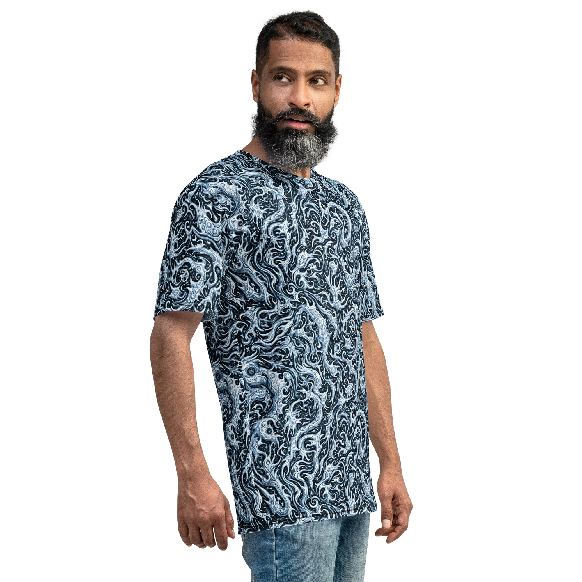 Midnight Arabesque on Men's Crew Neck T-Shirt — Right