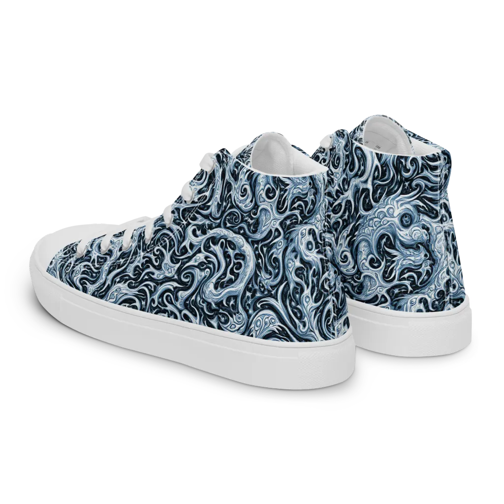 Midnight Arabesque on Men's High Top Canvas Shoes — Left Back