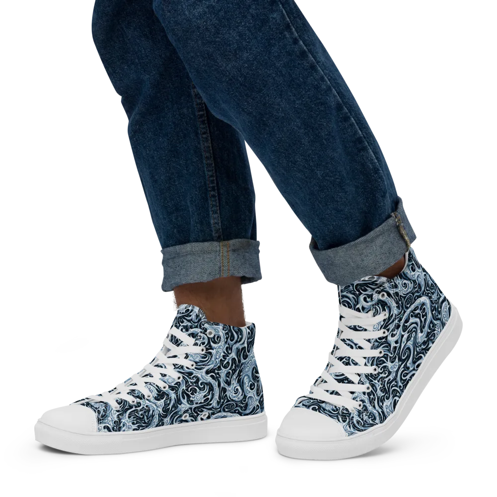 Midnight Arabesque on Men's High Top Canvas Shoes — Left