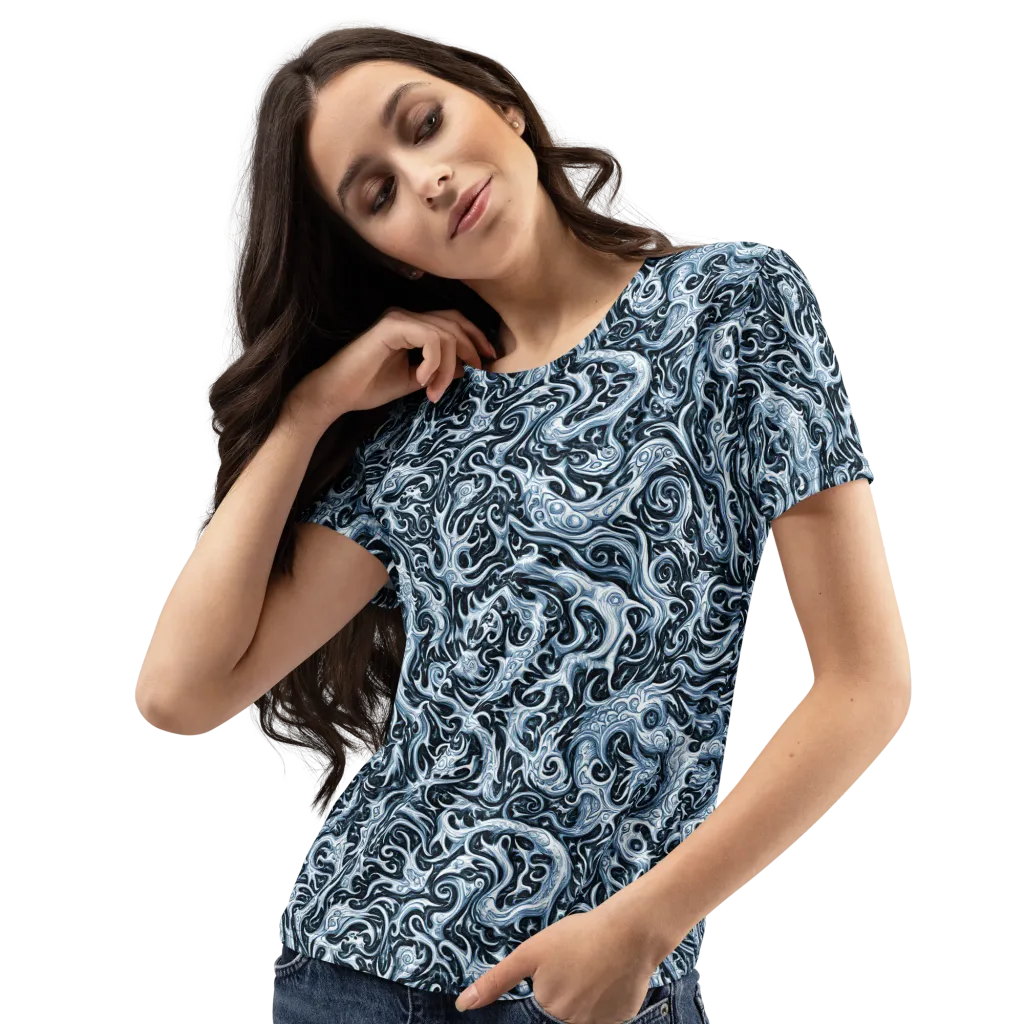 Midnight Arabesque on Women's Crew Neck T-Shirt — Left Front