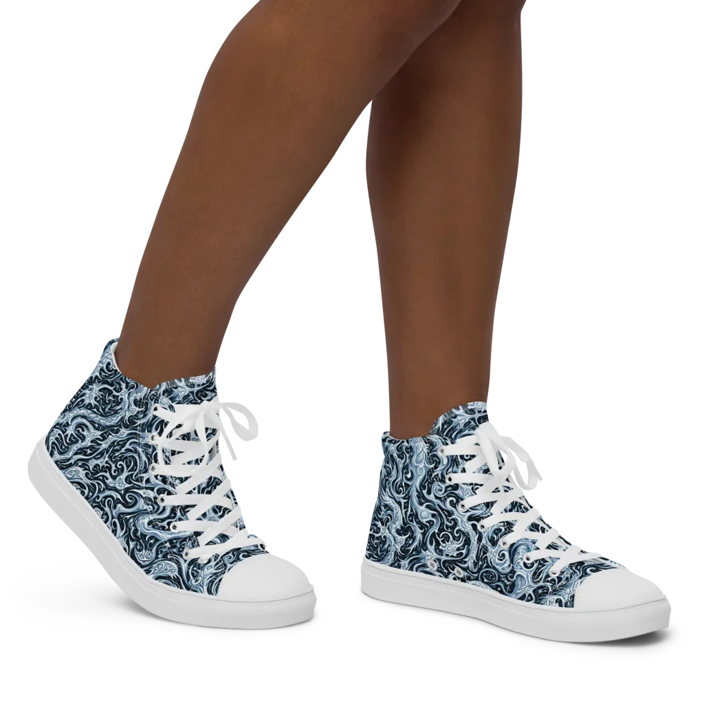 Midnight Arabesque on Women's High Top Canvas Shoes — Right