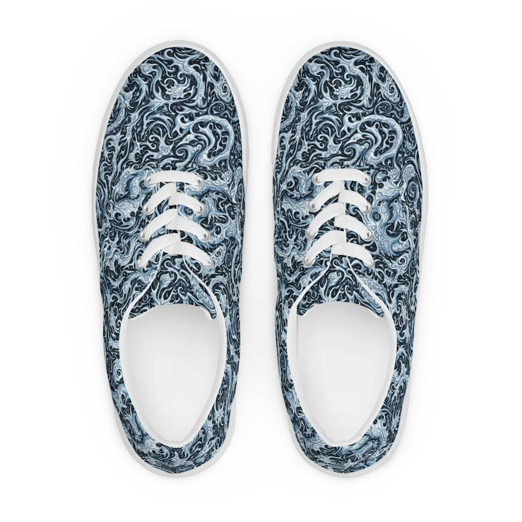 Midnight Arabesque on Men's Lace-Up Canvas Shoes — Front