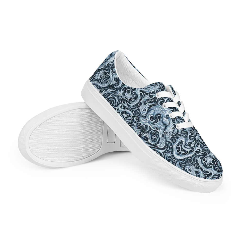 Midnight Arabesque on Men's Lace-Up Canvas Shoes — Right Front