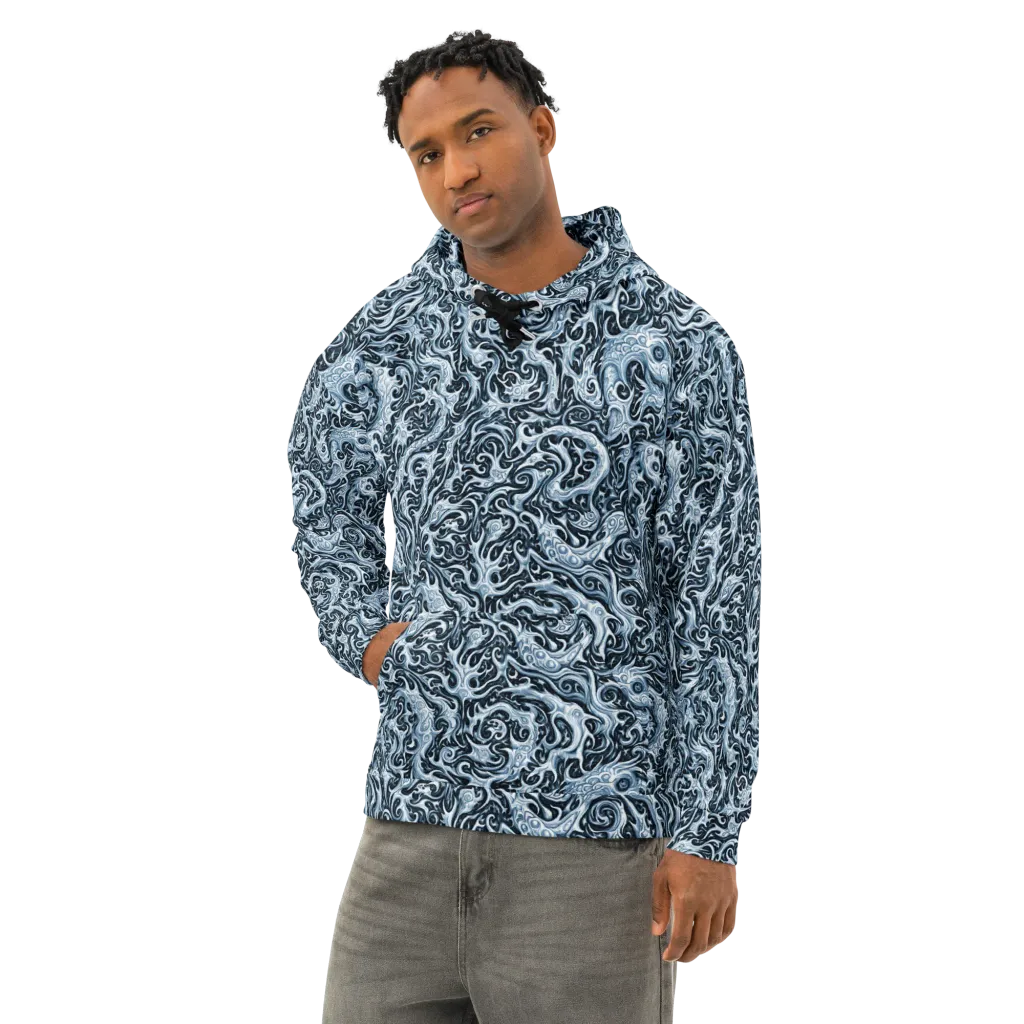 Midnight Arabesque on Cotton Hoodie — Left Front