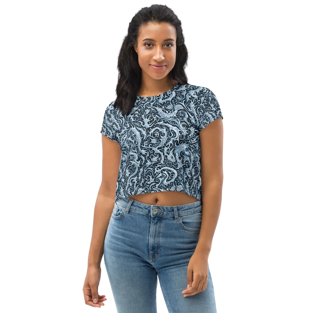 Midnight Arabesque on Crop Tee — Front