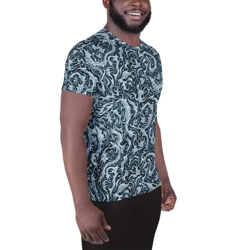 Midnight Arabesque on a Men's Athletic T-Shirt