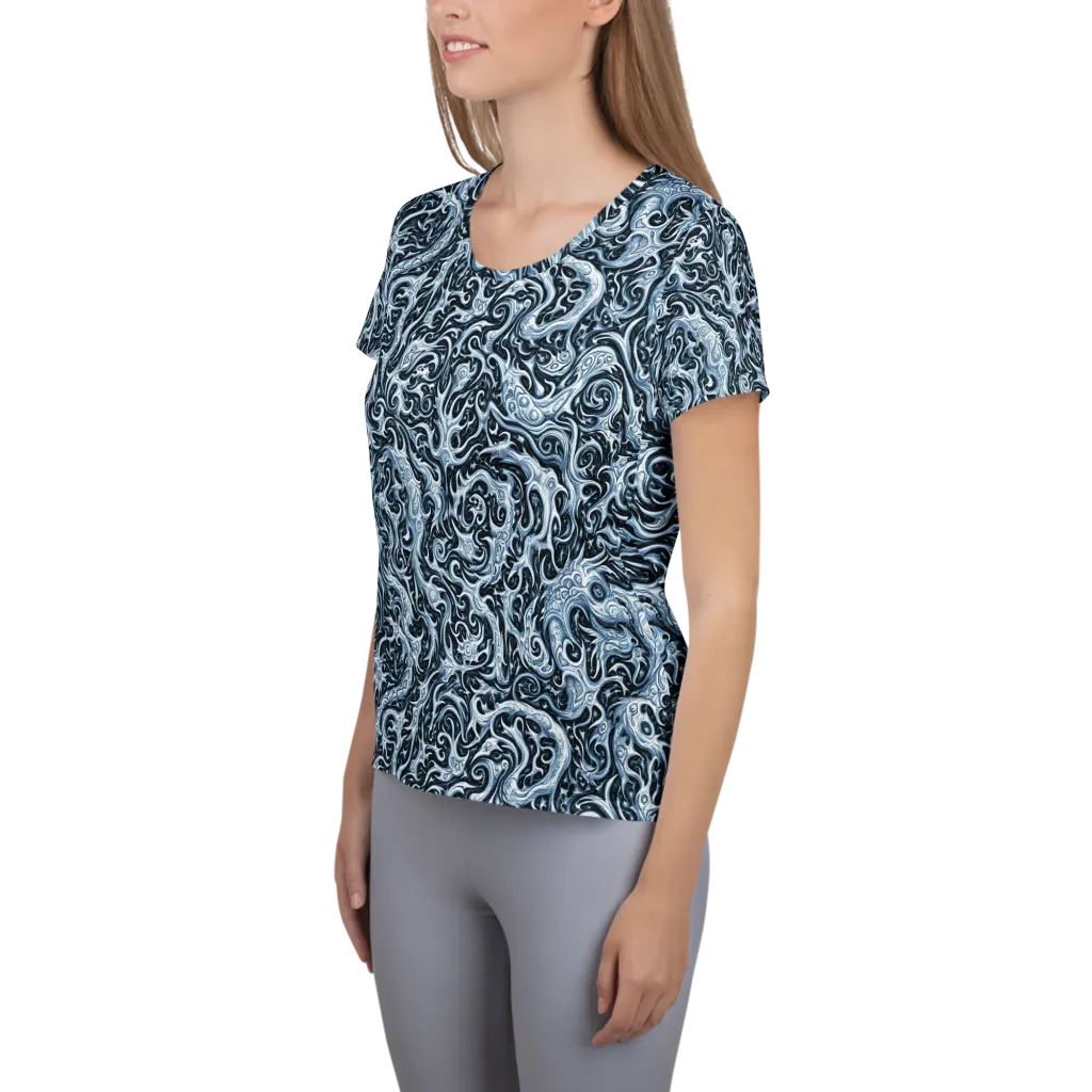 Midnight Arabesque on Women's Athletic T-Shirt — Left