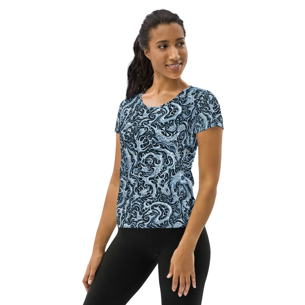Midnight Arabesque on Women's Athletic T-Shirt — Left