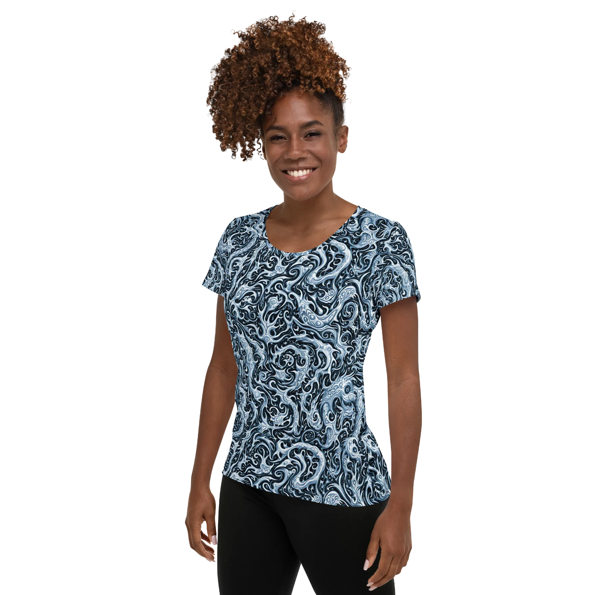 Midnight Arabesque on Women's Athletic T-Shirt — Left