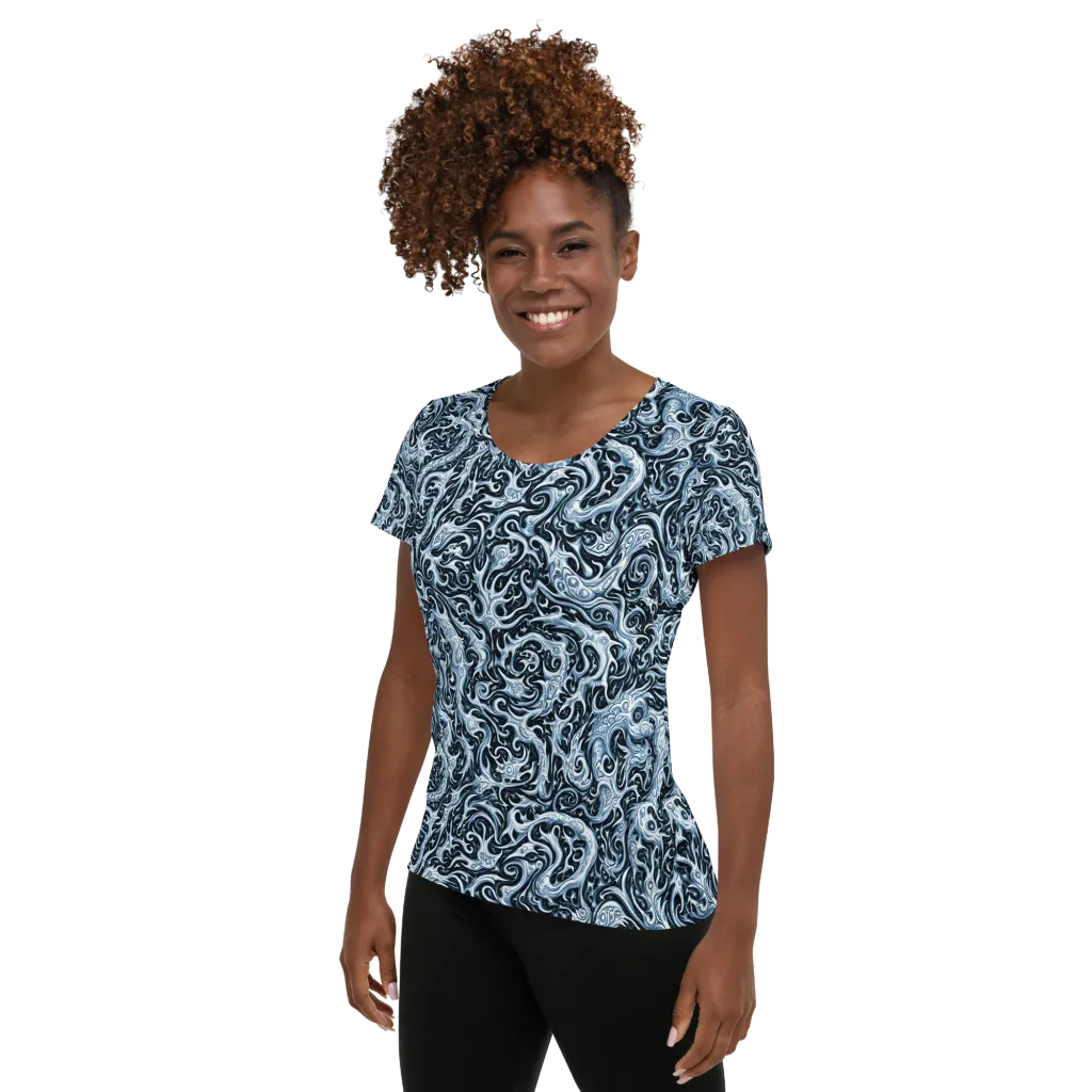 Midnight Arabesque on Women's Athletic T-Shirt — Left