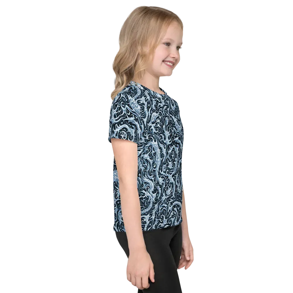Midnight Arabesque on Kids Crew Neck T-Shirt — Right