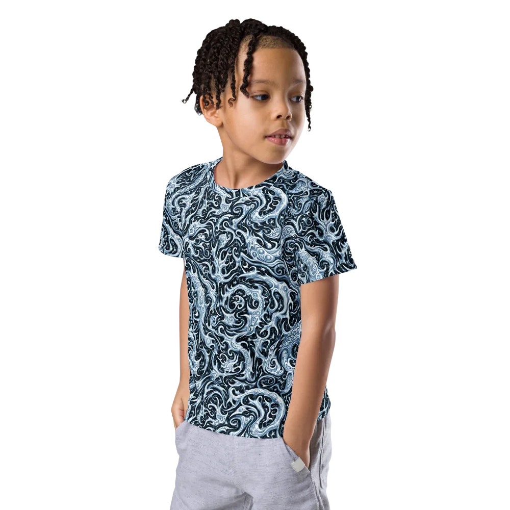 Midnight Arabesque on Kids Crew Neck T-Shirt — Left Front