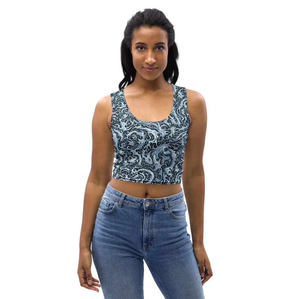 Midnight Arabesque on Crop Top — Front