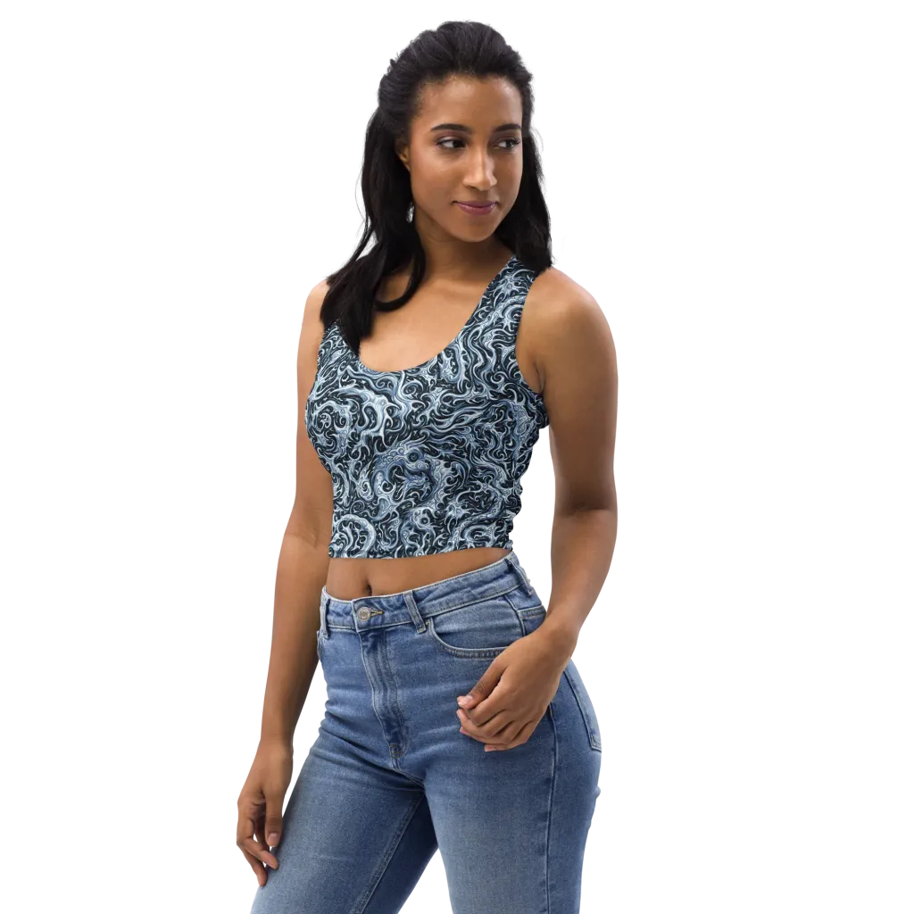 Midnight Arabesque on Crop Top — Left Front