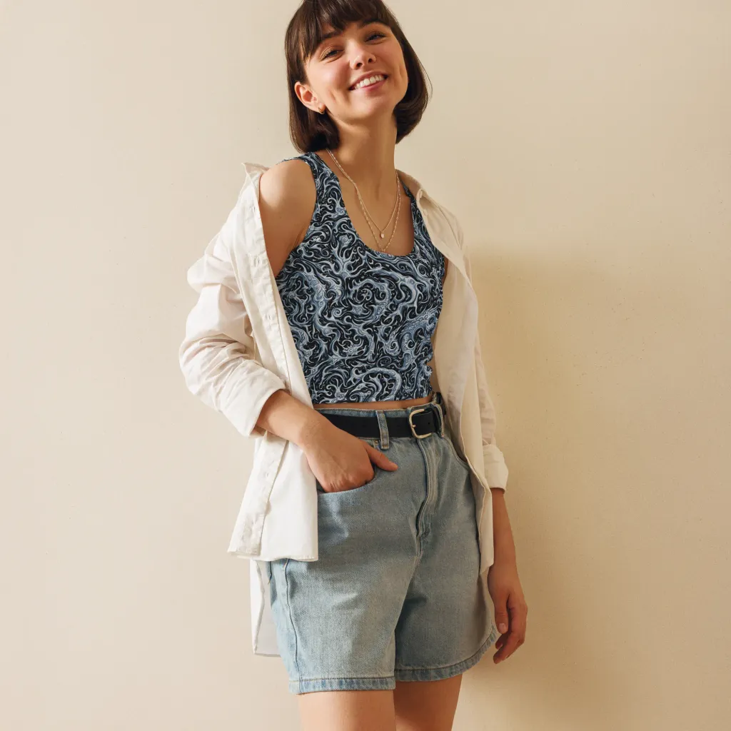 Midnight Arabesque on Crop Top — Front