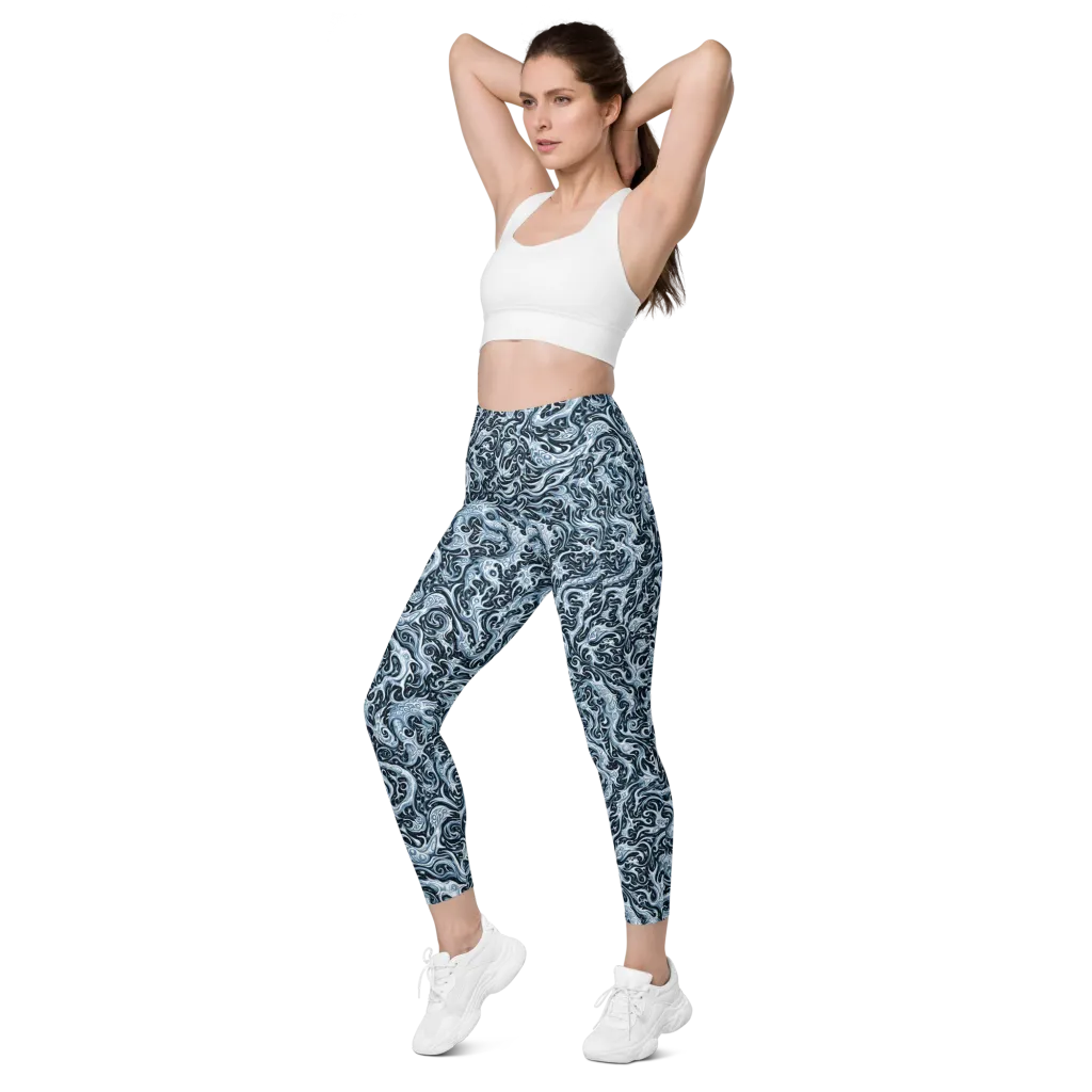 Midnight Arabesque on Leggings with Pockets — Left Front