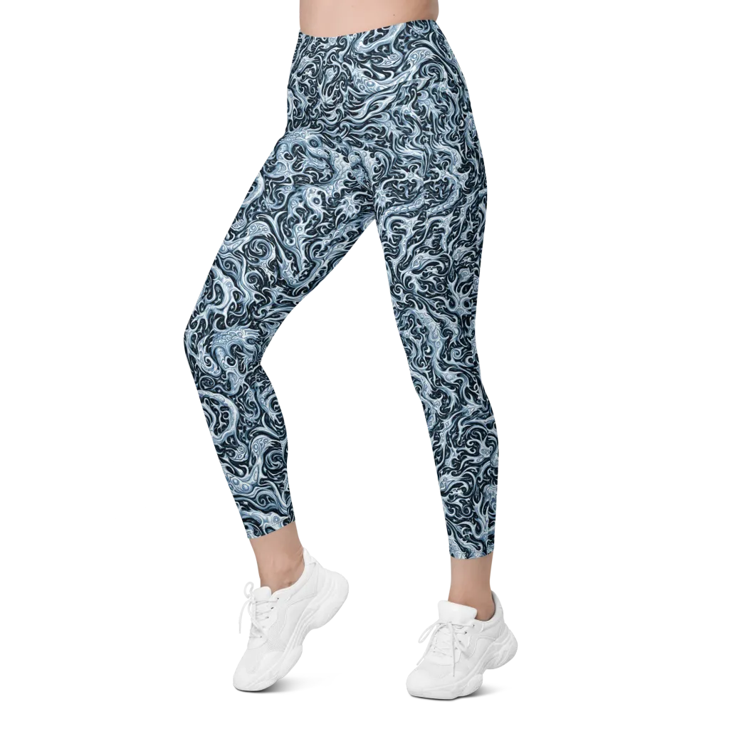 Midnight Arabesque on Leggings with Pockets — Left Front