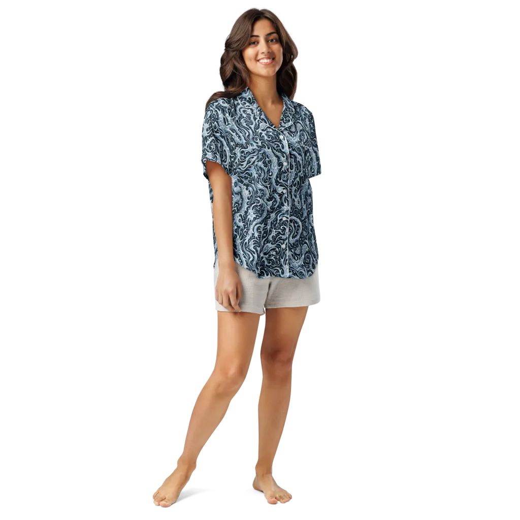 Midnight Arabesque on Women's Short Sleeve Pajama Top — Front