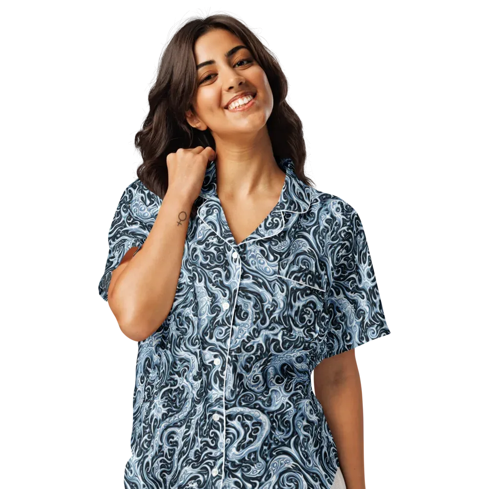 Midnight Arabesque on Women's Short Sleeve Pajama Top — Front