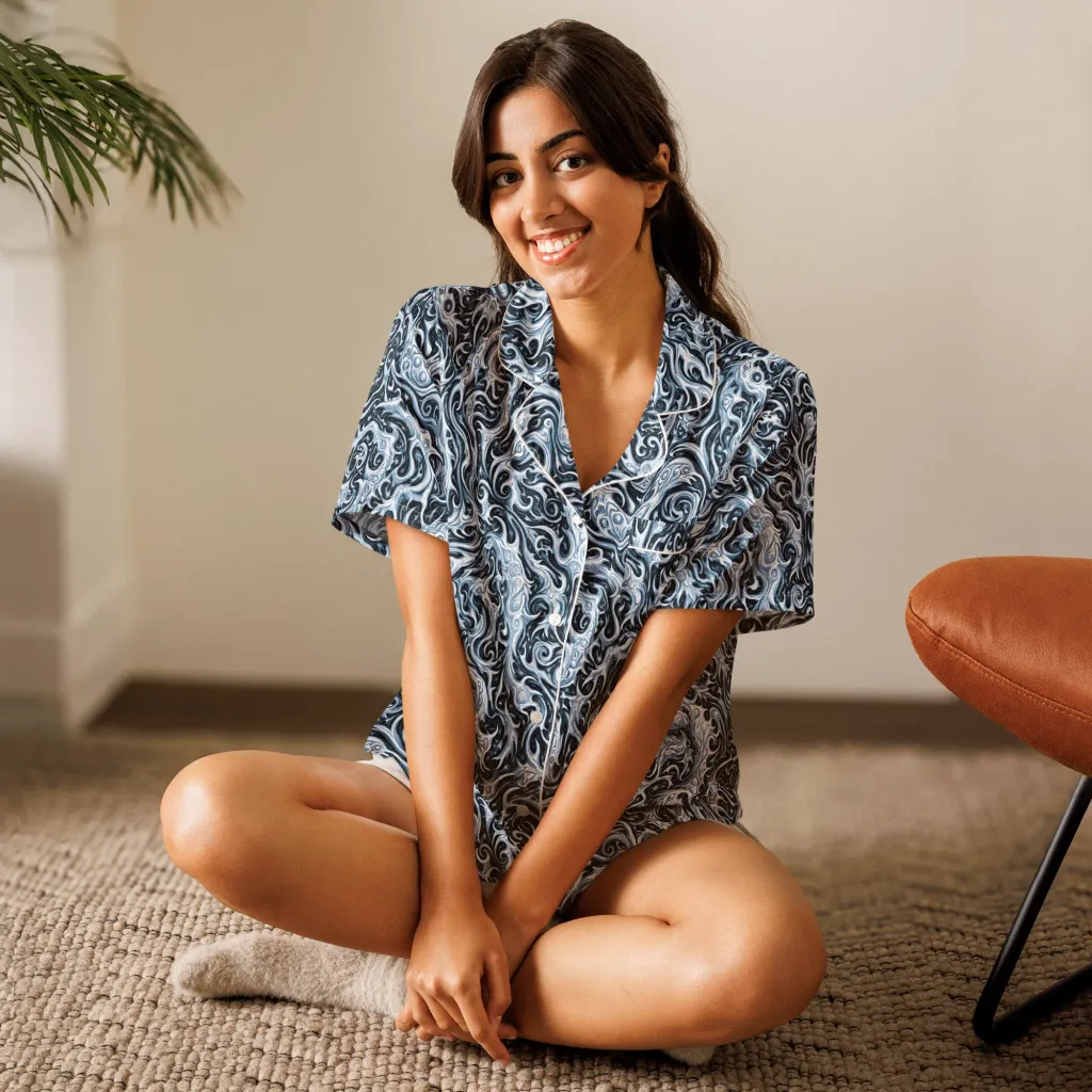 Midnight Arabesque on Women's Short Sleeve Pajama Top — Front