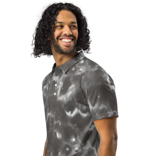 Moonlit Vapor on a Men's Slim Fit Polo Shirt