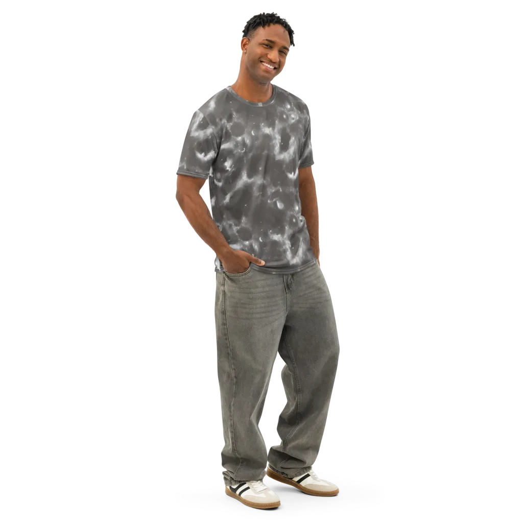 Moonlit Vapor on Men's Cotton Crew Neck T-Shirt — Right Front