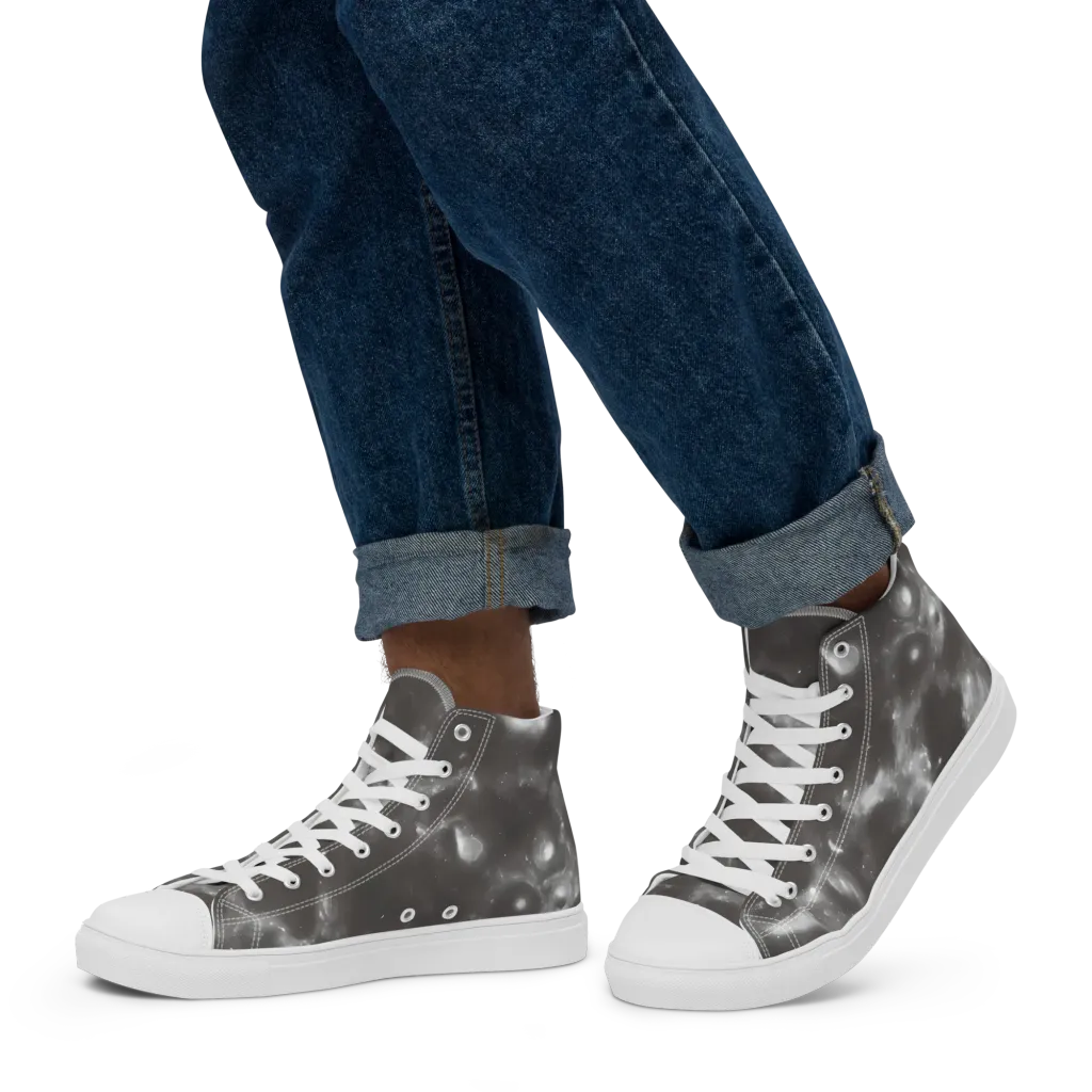 Moonlit Vapor on Men's High Top Canvas Shoes — Left