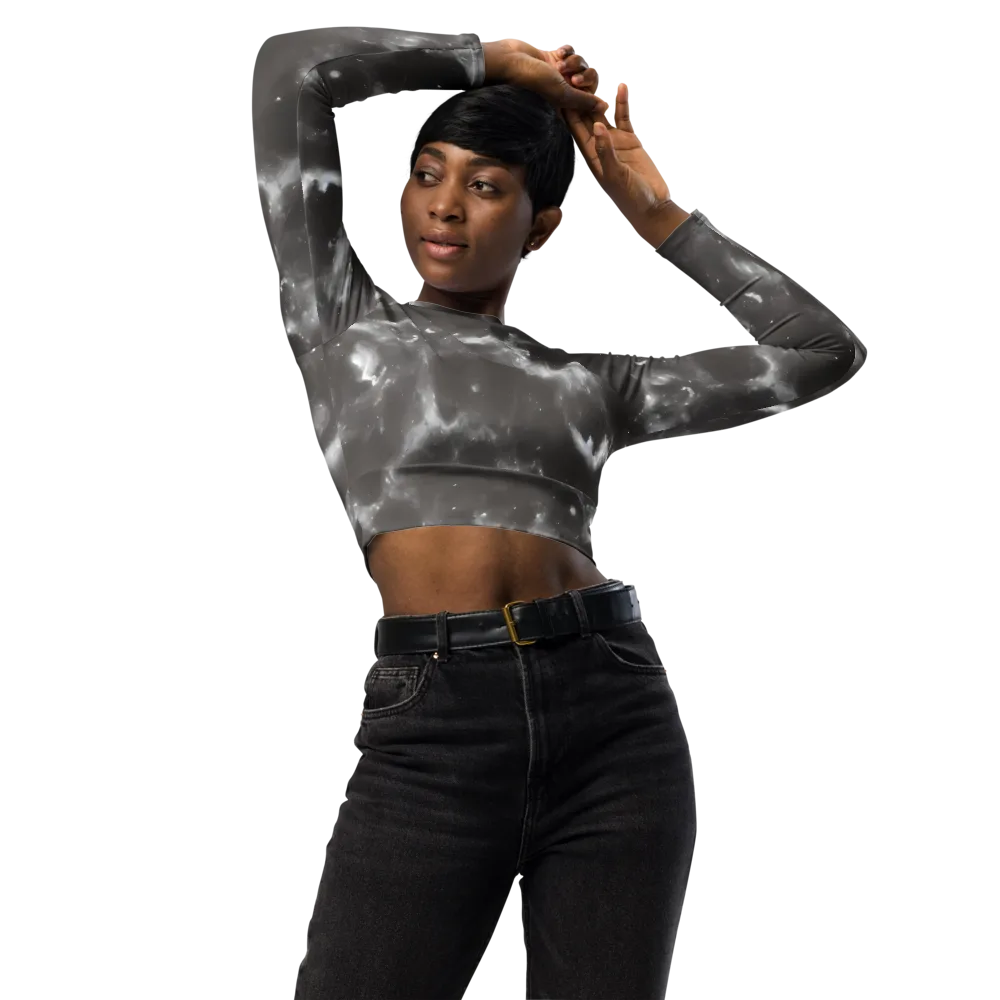 Moonlit Vapor on Long Sleeve Crop Top — Front