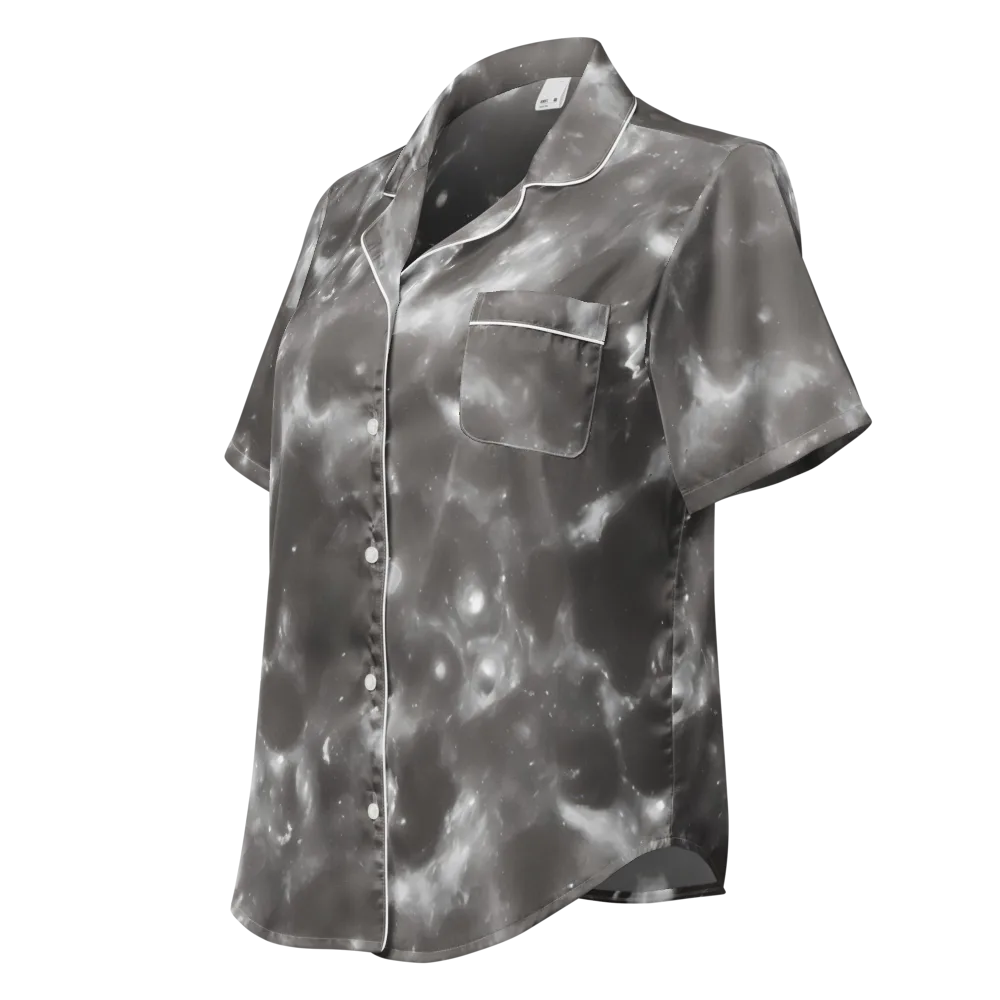 Moonlit Vapor on Women's Short Sleeve Pajama Top — Left Front