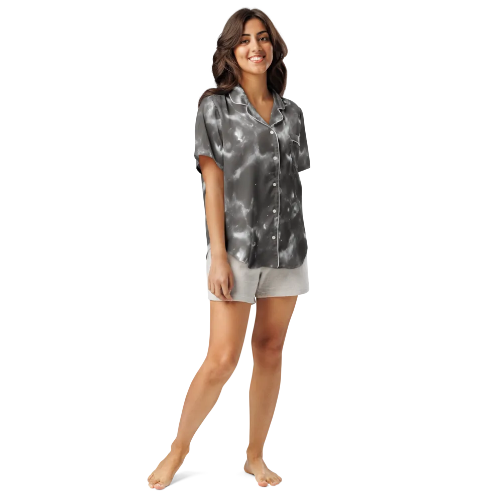 Moonlit Vapor on Women's Short Sleeve Pajama Top — Front