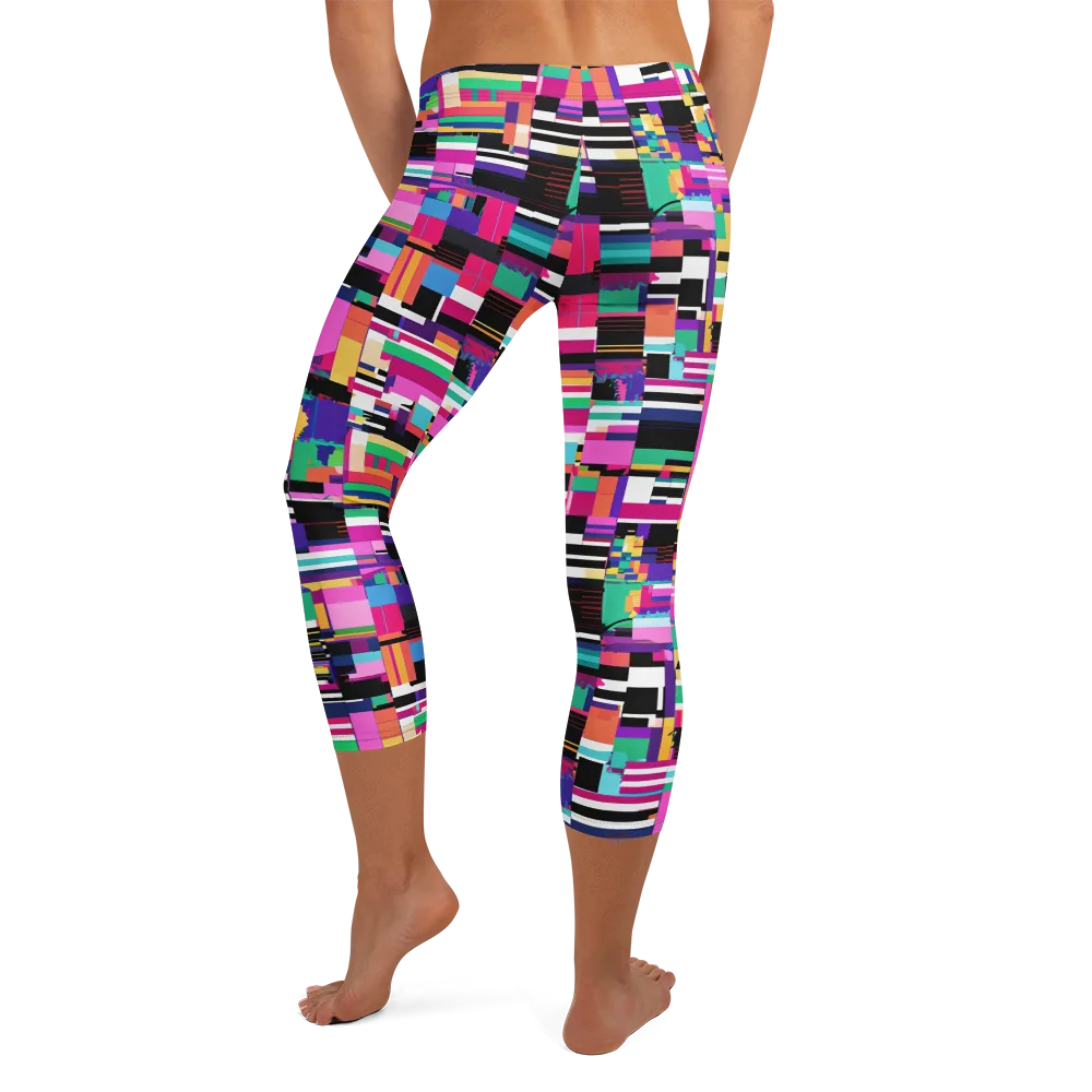 Neon Cityscape on Capri Leggings — Back