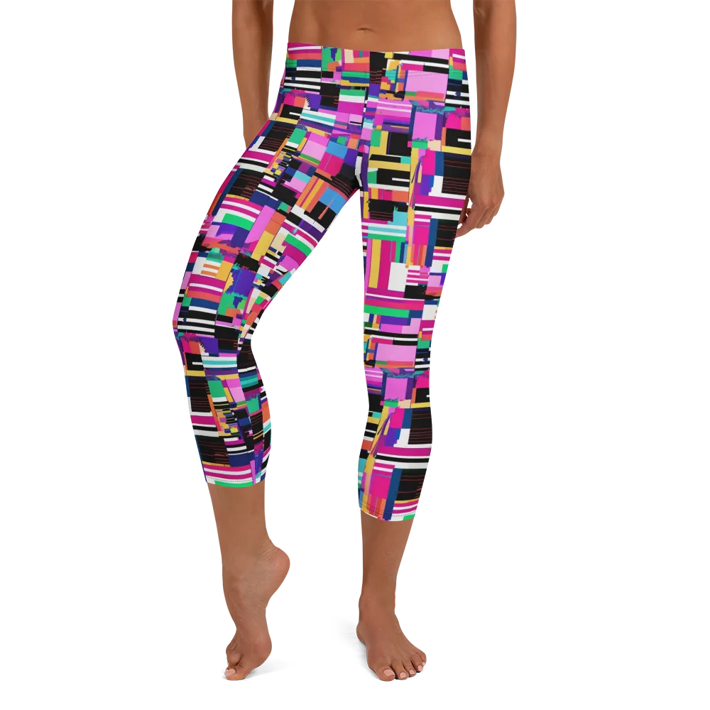 Neon Cityscape on Capri Leggings — Front