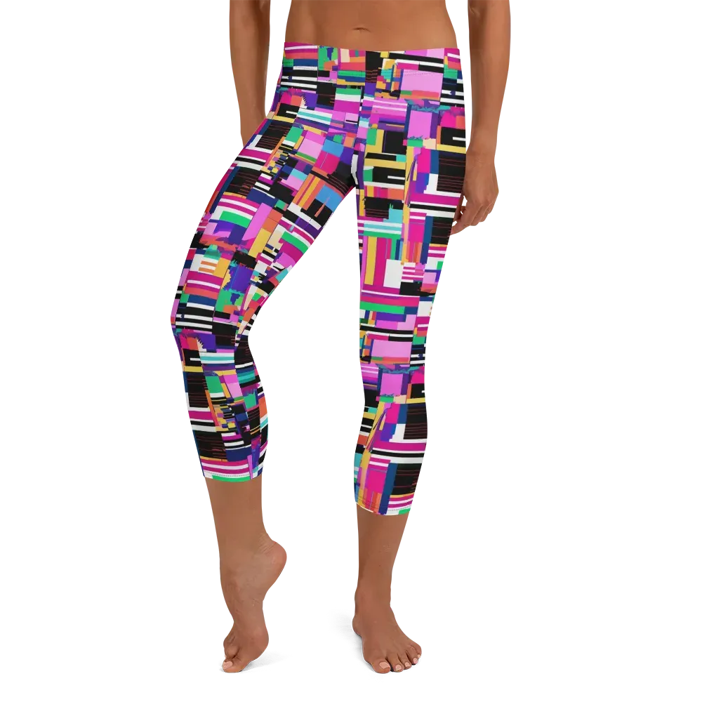 Neon Cityscape on Capri Leggings — Front