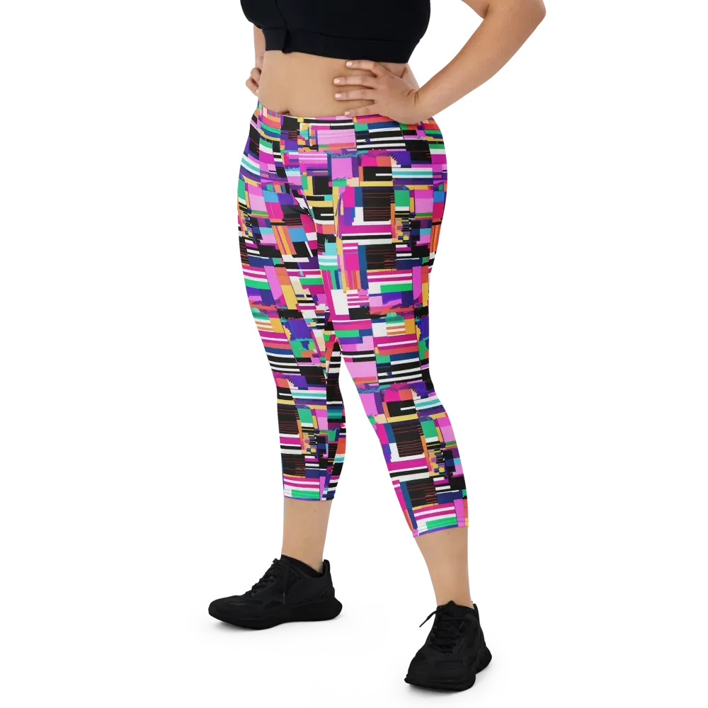 Neon Cityscape on Capri Leggings — Front