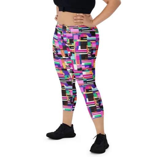 Neon Cityscape on a Capri Leggings