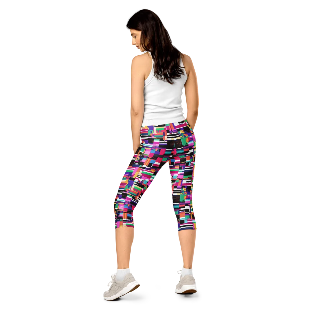 Neon Cityscape on Capri Leggings — Back