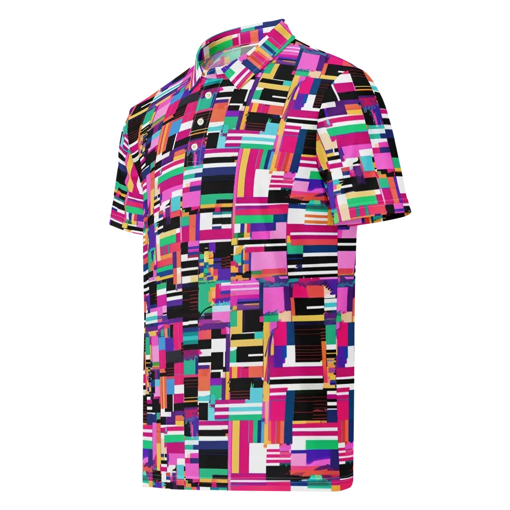 Neon Cityscape on Men's Slim Fit Polo Shirt — Left Front