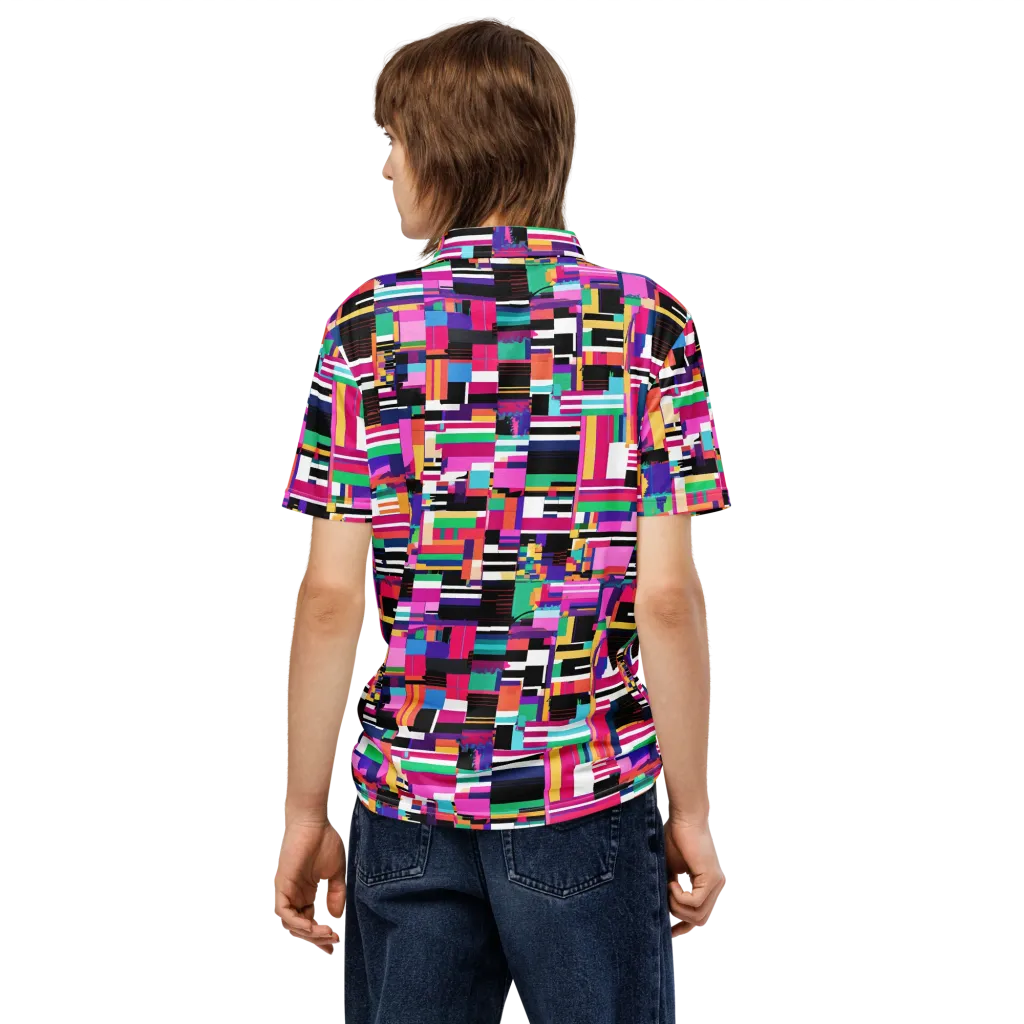 Neon Cityscape on Men's Slim Fit Polo Shirt — Back