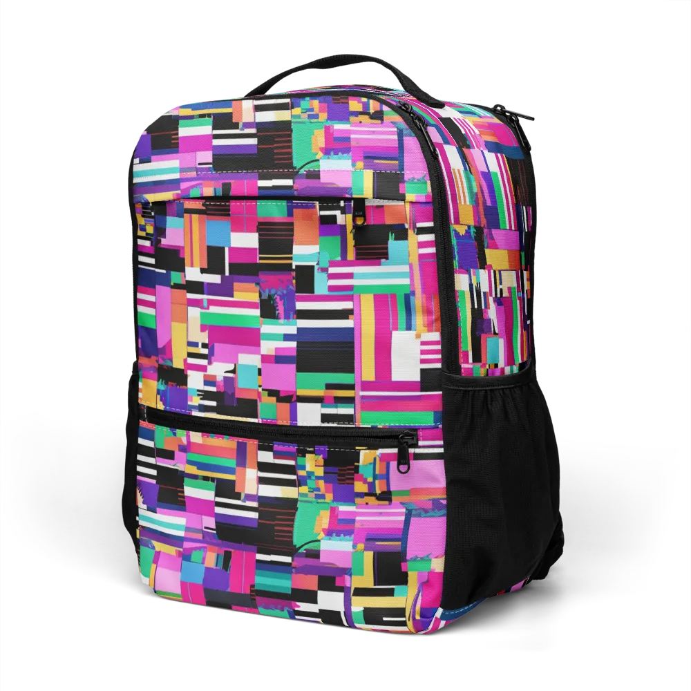 Neon Cityscape on Utility Backpack — Left Front