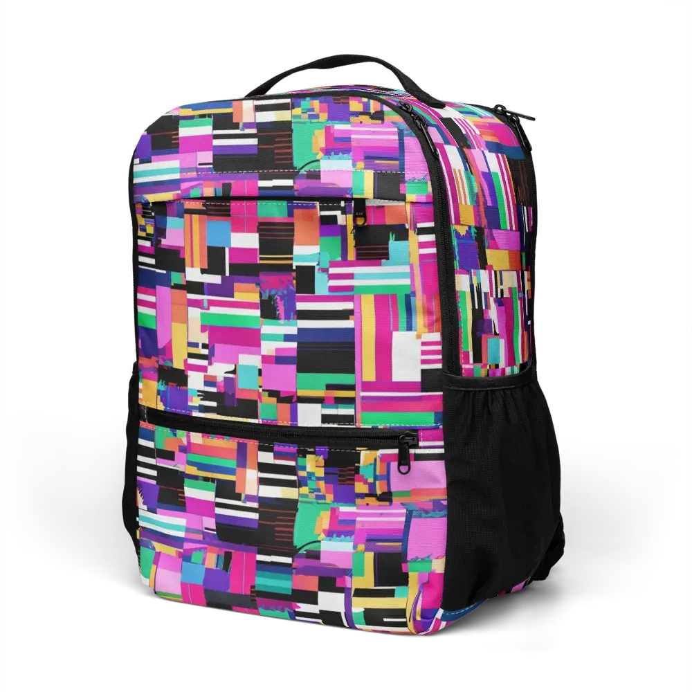 Neon Cityscape on Utility Backpack — Left Front