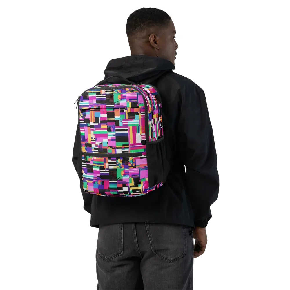 Neon Cityscape on Utility Backpack — Back